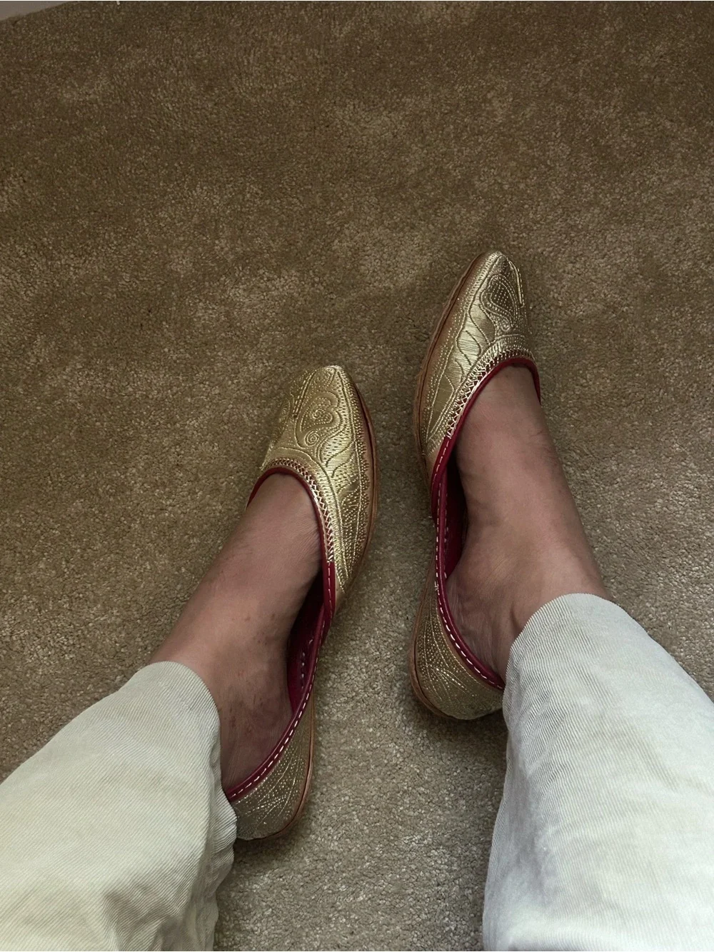 Gold and Red Embroidered Women's khussa Flats brand new